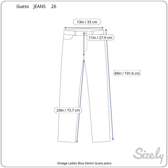 Vintage Guess Ladies Blue Denim High Waisted Jeans Size 26 Classic Fit Logo - Picture 6 of 10